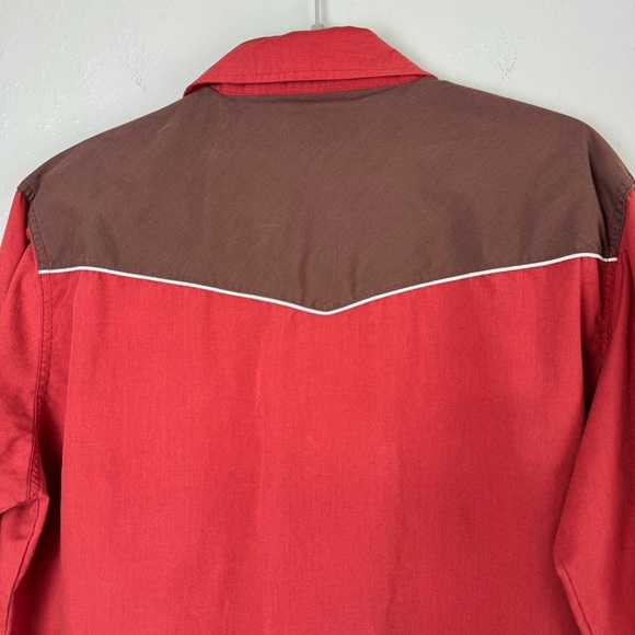 Vintage Ely Cattleman red pearl snap button popper horse western cowboy shirt L - Picture 7 of 11